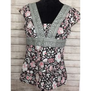 LOFT Brown Floral Tank Top